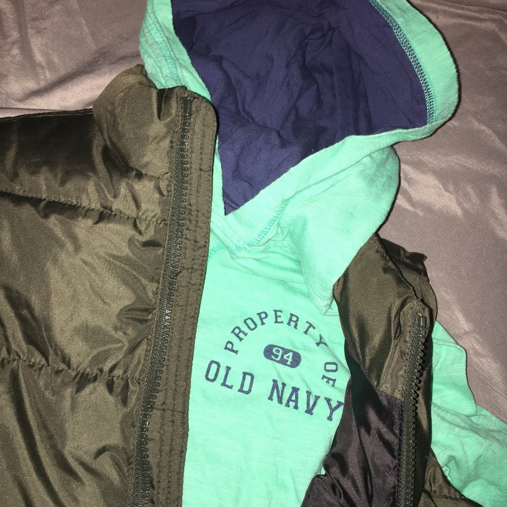 old navy vest with hooded shirt